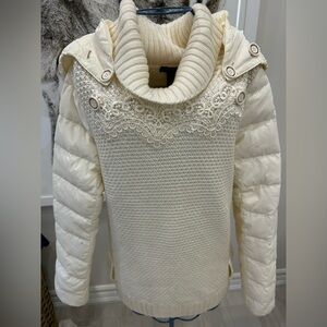 Roberto Cavalli sweater & quilted hood and sleeves. Made in Italy